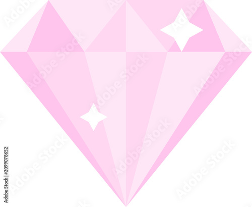 Pink Diamond Gem Icon with Sparkle Stars Jewelry Design