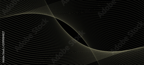 Black abstract backround with yellow curve line for backdrop or presentation