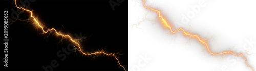 Foto Bright orange lightning bolt on a transparent background showing energy and powe