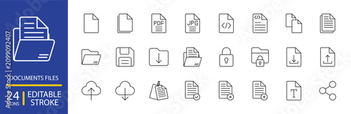 Photos Documents Files Icon Set Editable Stroke