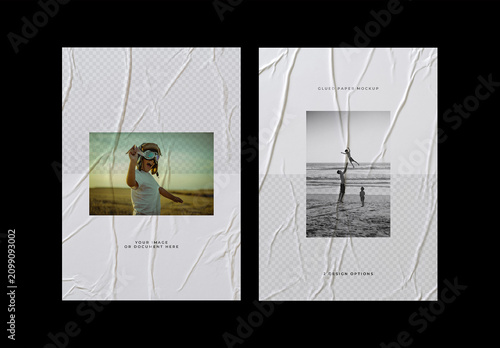 A4 Glued Texture Mockup With 2 Design Options