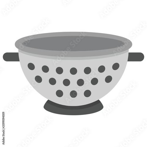 Fotografie Kitchen colander icon isolated on white background for food preparation and draining cooking pasta