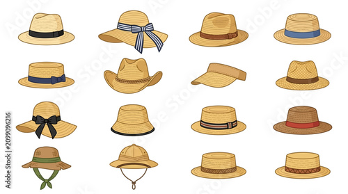 Collection of various stylish sun hats.