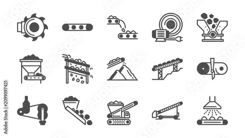 Industrial Machinery Outline Icon Collection