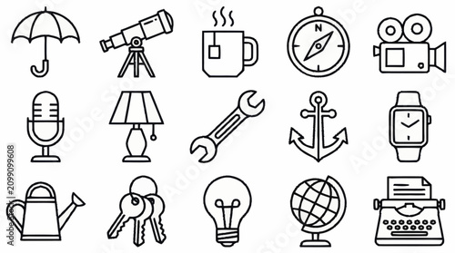 Collection of flat design icons for various themes.
