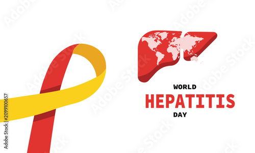 red ribbon with world Hepatitis day