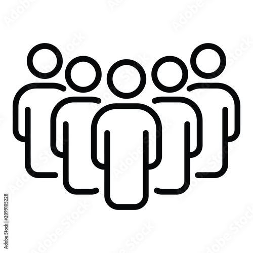 Four people standing together in a line icon  simple human figures icon