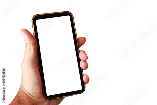 Photos Teléfono móvil fondo transparente en mano editable personalizable redes sociales