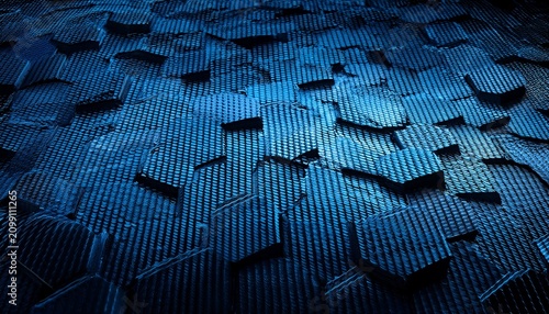 Blue Honeycomb Carbon Fiber Background Black Texture