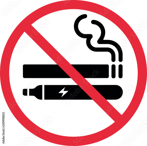 Obraz na plátně No smoking and vaping vector sign, forbidden cigarette and electronic vape icon