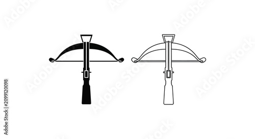 Foto Crossbow Line Art Black And White Illustration On White Background