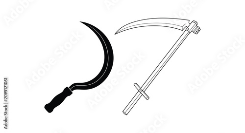 Photos Sickle And Scythe Line Art On White Background