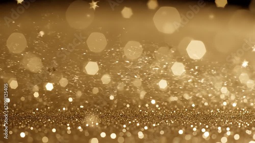 Golden star sparkles bokeh shining on abstract background