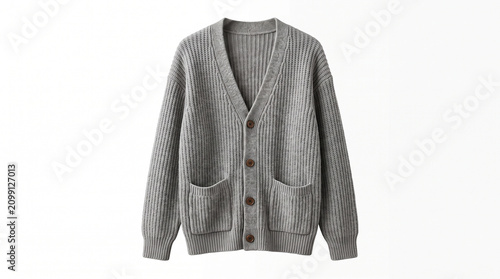 Blank knit cardigan mockup with white background for web or showcase.