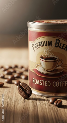 Premium Roasted Coffee Beans and Coffee Canister Display.