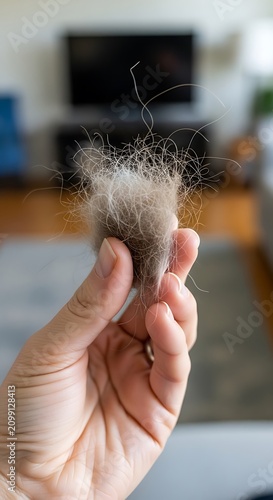 Hand Holding Dandelion Puff with Seeds Flying in Air.