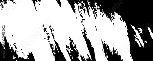 Quadro su tela Abstract white paint brush stroke and texture on a black background