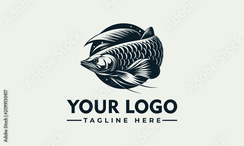 Photography A stunning arowana fish swims in a decorative illustration.