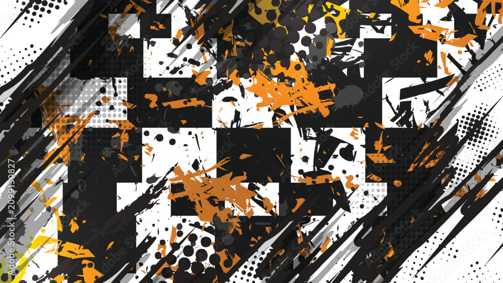 Fototapeta premium Dynamic Abstract Grunge Racing Background with Checkered Pattern