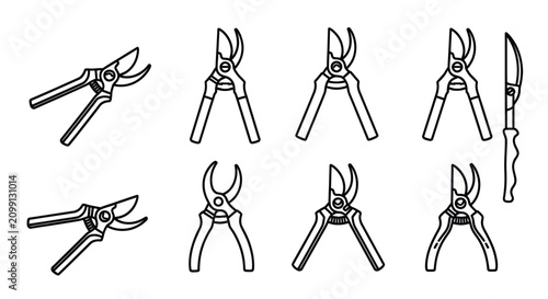 Konstfotografi Garden Pruning Shears Icon Set