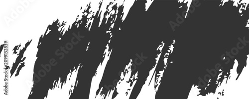 Schilderij op canvas Abstract black paint brush stroke and texture on a white background