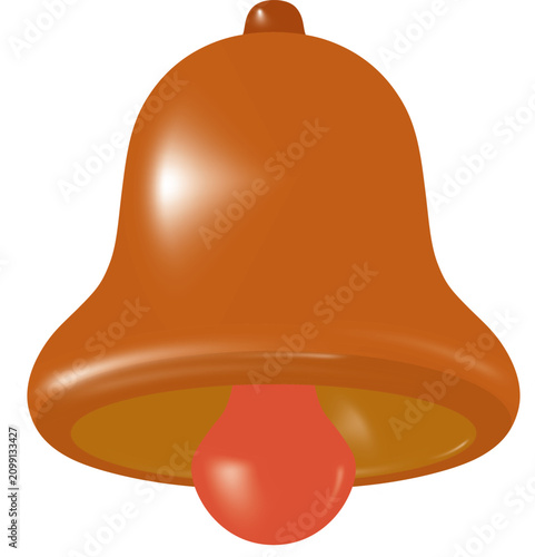 Orange Notification Bell Icon with Red Clapper Isolated on White Background