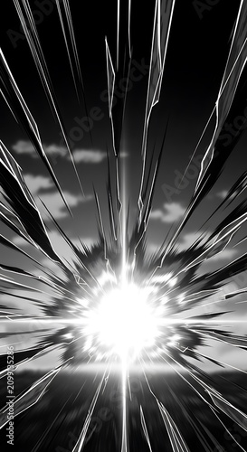 Dynamic Abstract Explosion with Bright Light Effect.