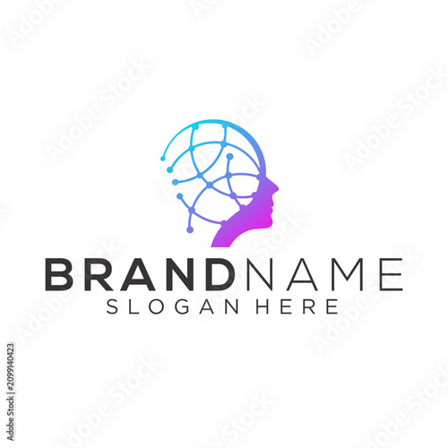 Global Brain Tech Logo Vector