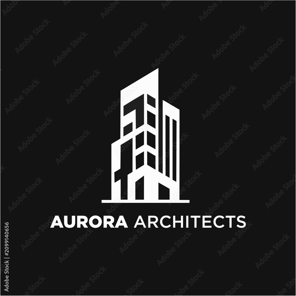 Fototapeta premium Architectural skyscraper building line logo design for property developer