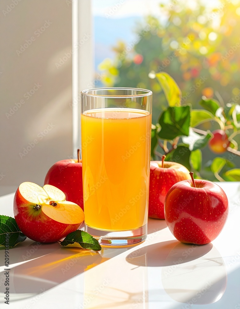 Fototapeta premium Apfelsaft aus roten Äpfeln