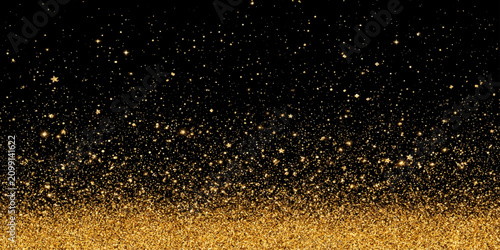 Konstfotografi Golden Beer Colored Water Drops and Sparkling Bubbles on Black Background Abstra