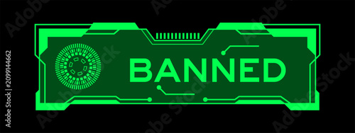 Foto Green futuristic hud banner that have word banned on user interface screen on bl