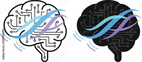 Konstfotografi Artificial intelligence brain concept with circuitry patterns and abstract light