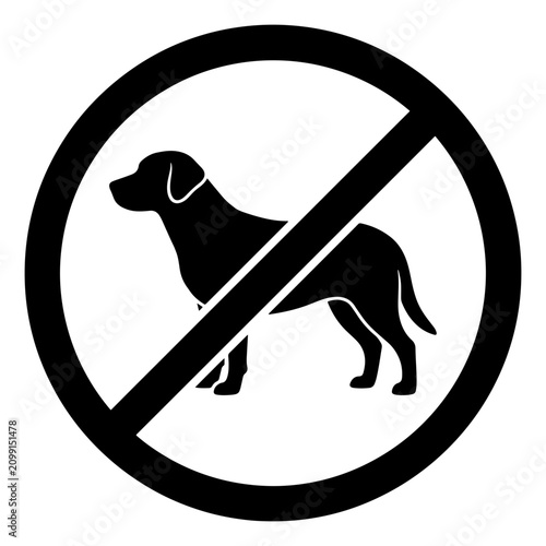 Clear vector icon illustrating a 'no dogs allowed' sign, perfect for public spaces, businesses, and areas where pets are restricted. Ideal for hygiene, safety, or policy enforcement messaging.