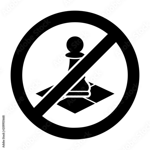 Vector graphic depicting a universal no chess sign. Ideal for indicating game restrictions, prohibited leisure activities, or policy communication in various settings.