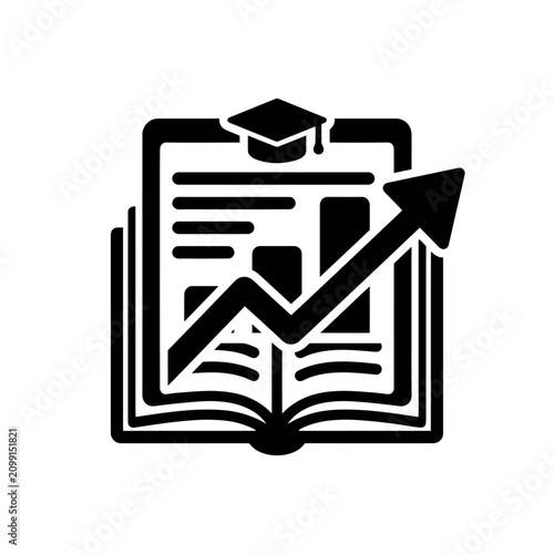 Educational Growth and Learning Progression with Book and Graduation Cap Icon.