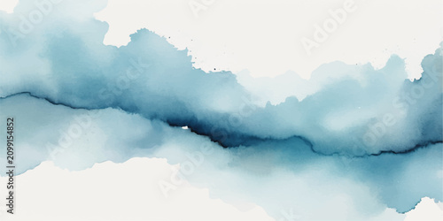 Cuadro en lienzo Bright Blue Sky with Fluffy White Cumulus Clouds Creating a Peaceful Natural Clo