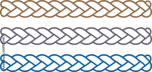 Braided rope border design element colorful vector illustration on white background
