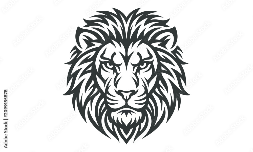Obraz premium Lion Head Tribal Mascot Illustration on White