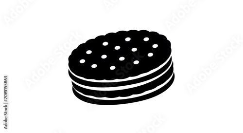 Black silhouette icon of a sandwich cookie with cream filling