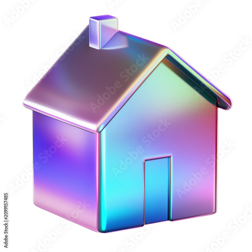 Colorful House Icon for Real Estate and Home Design Isolated on Transparent Background