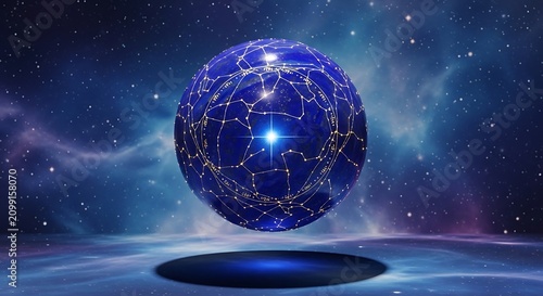 Futuristic Digital Globe with Network Connections in Space.