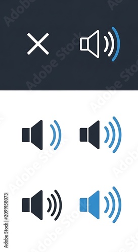 Volume Control Icons Set for Audio Adjustment.