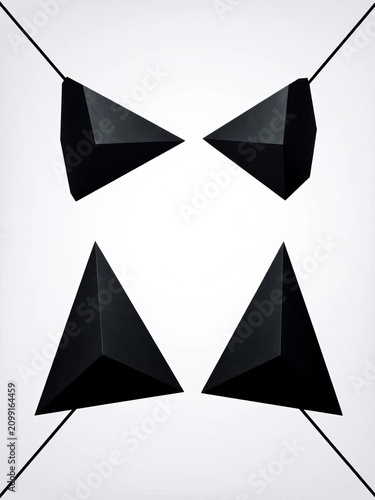 Set of sharp black triangles pointing in different directions, indicator, guidance