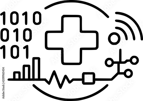 Digital Healthcare Data Analytics Line Icon