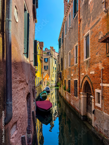 View of water street and old buildings in Venice, ITALY