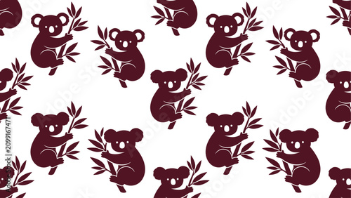Canvas Print Seamless Koala Pattern with Eucalyptus Branches