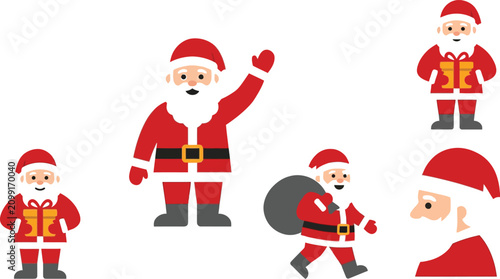 Foto Character collection of santa claus poses and elements with st nick holiday seas