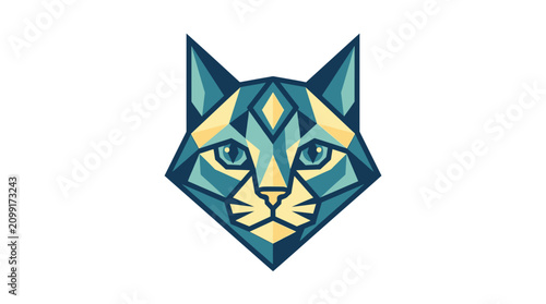 Bild auf Leinwand Symmetrical geometric cat head logo design.