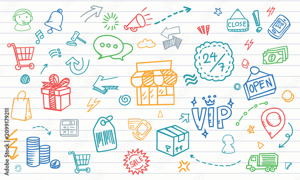 Fototapeta premium VIP Priority Delivery and Smart Cashless Store Lined Paper Pattern